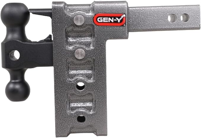 GEN-Y Hitch Adjustable Trailer Hitch for 2-Inch Receiver - 7.5" Drop, 16000 lbs Towing, 2000 lbs Tongue Weight, Includes Dual Ball-Mount Attachment (2 5/16" & 2"), Pintle Lock, 2 Stainless Steel Pins