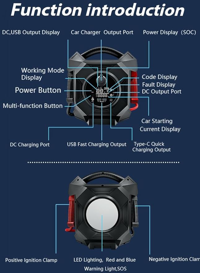 Truck Jump Starter Heavy Duty,CAT797 30000A 12V/24V Battery Jumper Starter Portable,-40F° Start Battery Booster Pack,for Semi Truck,Gasoline/99L and Diesel Engines Up to 50L,Class 8