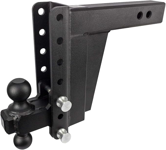 BulletProof Hitches - 2.5" Adjustable Extreme Duty Trailer Hitch (36,000 lb. Rating) - 8" Drop/Rise with 2" and 2 5/16" Dual Ball - Powder Coat, Solid Steel, Corrosion-Resistant