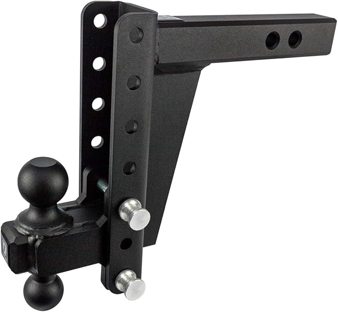 BulletProof Hitches - 2.0" Adjustable Heavy Duty Trailer Hitch (22,000 lb. Rating) - 8" Drop/Rise Trailer Hitch with 2" & 2-5/16" Dual Ball - Powder Coat, Solid Steel, Corrosion-Resistant