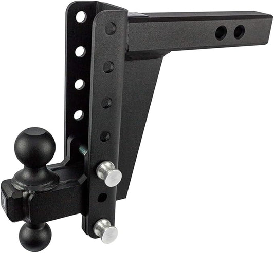 BulletProof Hitches - 2.0" Adjustable Heavy Duty Trailer Hitch (22,000 lb. Rating) - 8" Drop/Rise Trailer Hitch with 2" & 2-5/16" Dual Ball - Powder Coat, Solid Steel, Corrosion-Resistant