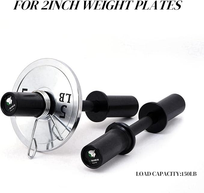 16" Olympic Dumbbell Handle Pair - Solid Adjustable Dumbbell Bars With Spring Collars 2'' Can Load(150LB/350LB), Suitable For Home Gym Exercise