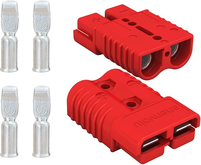 175A Connector Quick Connect Disconnect Genderless Battery Plug Connector 1/0 AWG for 2 Pack Red Suitable for Car Trailer Motor Winch Forklift