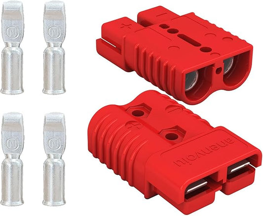 175A Connector Quick Connect Disconnect Genderless Battery Plug Connector 1/0 AWG for 2 Pack Red Suitable for Car Trailer Motor Winch Forklift