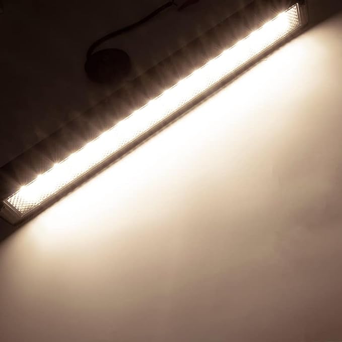 RV LED Porch Exterior Utility Lights, 22.4 inch Down Angle Flood Beam Awning Light, 3000K Warm-White 12V/24V DC 5400 Lumen, Black Finish Aluminum Housing, for RVs Trailers Campers, 1 Pack