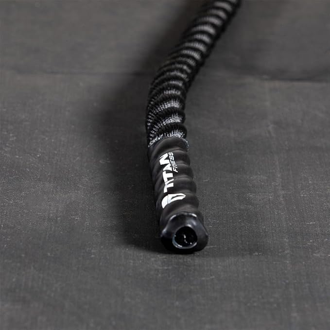 Titan Fitness Battle Rope 50ft x 1.5in, Poly Dacron Heavy Rope for Home Gym Conditioning Workouts, Cross-Train, Strength Training Exercises