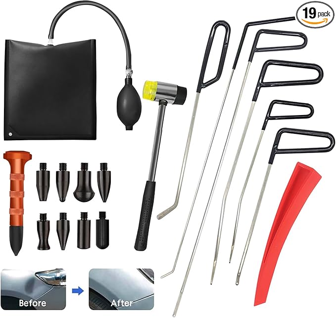 PDR Kit, Complete Dent Removal Tools Set with Rods for Hail Damage, Door Dings, Auto Body Repair