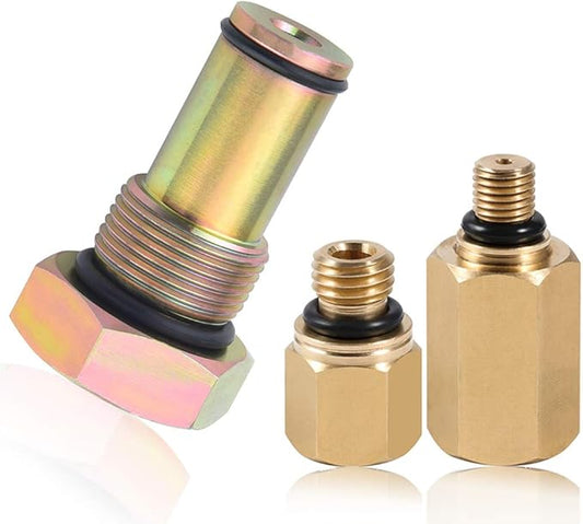 QISF 6.0 High Pressure Oil Pump IPR Valve Air Test Fitting Tool + Oil Rail Adapters Leak Test Kit for 6.0L Powerstroke Diesel Engine (3Pcs/Set)