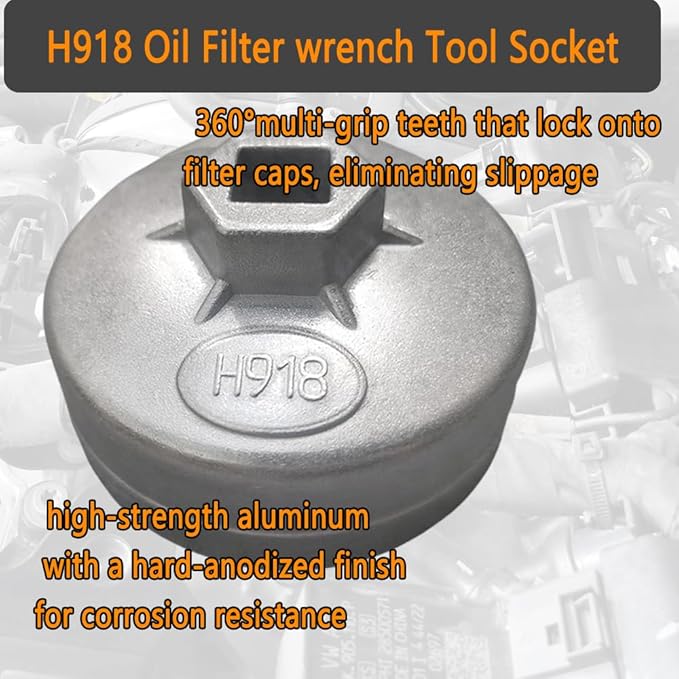74mm 15-Flute 918 Oil Filter Wrench Tool Socket for AC Delco PF63E PF64, Fits Chevy Silverado 4.3L & Equinox 1.5L