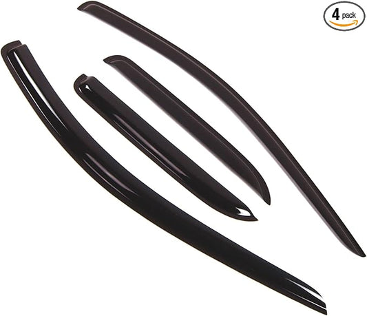 TuningPros Outside Mount Window Vent Visors Rain Guards Compatible with Dodge Ram 2500 Quad Cab 2002-2008 | Side Window Wind Deflectors Rain Shields | Smoke Tinted, 4 Pcs Set, DGWV-132-2