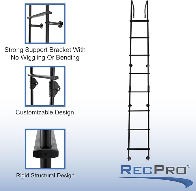 RecPro RV 92" Universal Exterior Rear Ladder | 250 lb Max Weight | Lightweight Aluminum | Made in The USA (Silver)