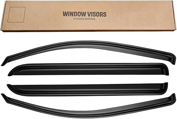 Window Rain Guards for 2014-2018 Chevy Silverado/GMC Sierra 1500 Crew Cab & 15-19 Silverado/Sierra 2500HD 3500HD, Window Visor Vent Wind Shade Deflector Shield Protector Sun, for Full-Size Cab Only