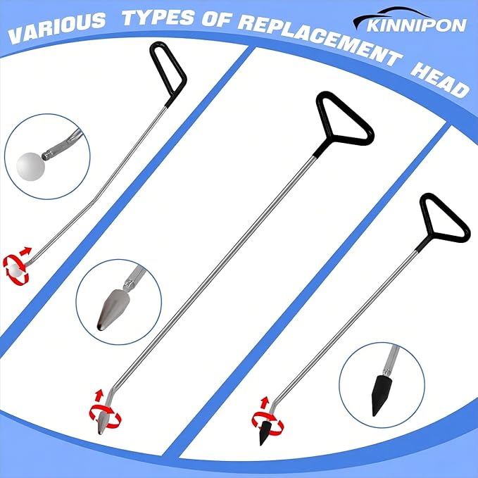 Car Dent Removal Rod Tools,Paintless Dent Repair Kit with 3 Pcs Stainless Steel Rods and 22Pcs Tips,Dent Repair Rods for Car Dents Door Dings and Hail Damage Removal