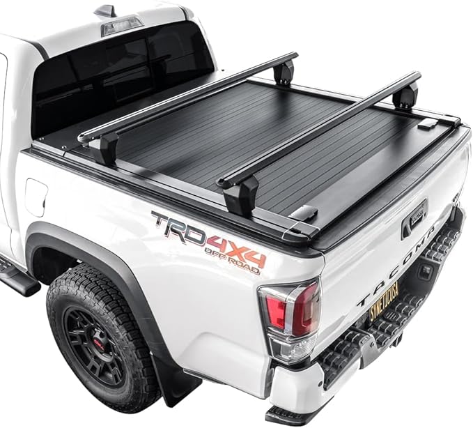 Syneticusa MR Retractable Hard Tonneau Cover with Crossbars Fits 2016-2026 Tacoma 5ft 60in Truck Bed Overland Off Road