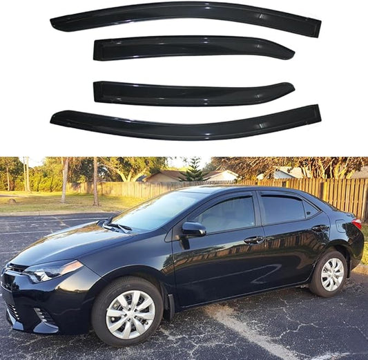94989 Sun Rain Guards Window Wind Vent Deflector,4pcs Out-Channel Tape On Dark Smoke Window Visor fit for 2014-2019 Toyota Corolla (E170)