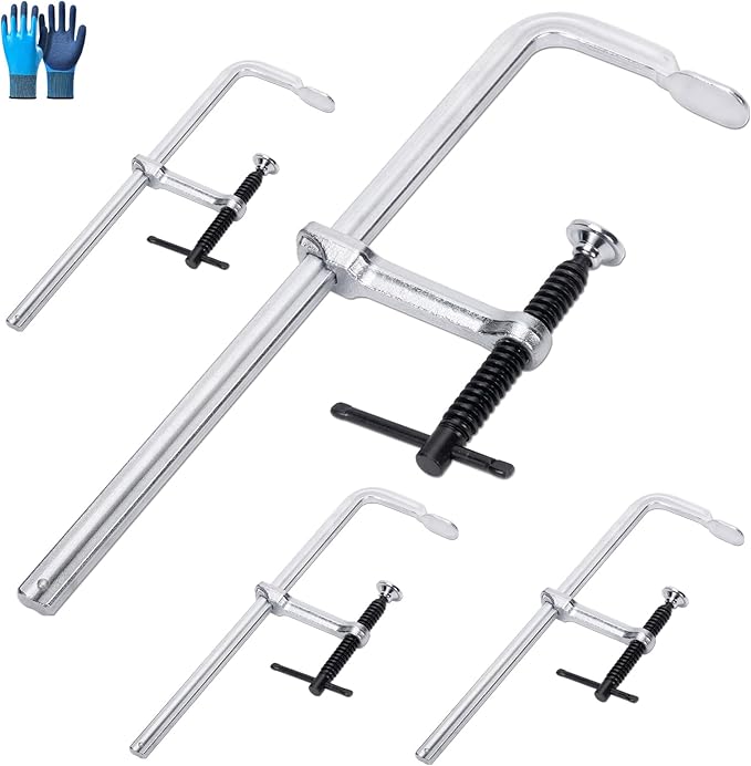 4 Pcs Welding Clamps Heavy Duty with 3" Throat Depth, Bar Size 5/8" x 5/16" (15.7 x 7.5 mm), 440 Lbs Clamping Force, Forged Steel Bar Clamp for Wood, Metal, Pipe, Welding and DIY Projects