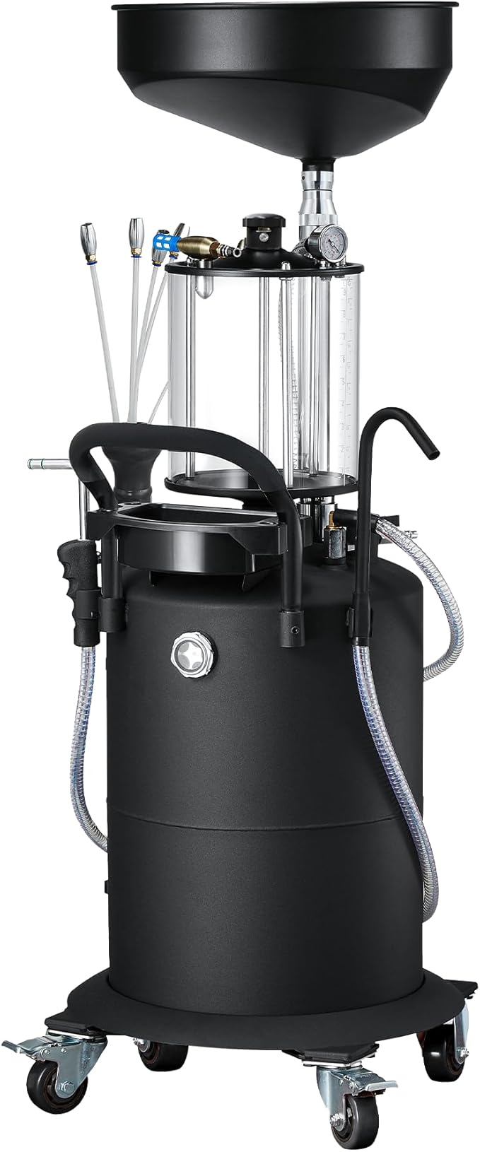 Industrial Fluid Drain Tank, Oil Drain Extractor, Portable Pneumatic Waste Oil Drain with Wheels (Black 5701)