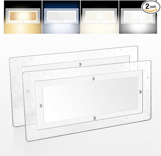 Miady RV Dimmable Lights Interior 1800 LM, 4 Color Temperature Warm Natural Cool White and Blue Ambient Lightting, 12V Volt Led Ceiling Dome Lights for Camper/Car/Trailer/Boat, 2-Pack