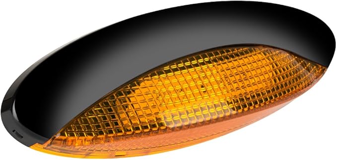 Lumitronics RV LED Euro-Style Porch Light, Amber Lens (Black)