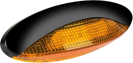 Lumitronics RV LED Euro-Style Porch Light, Amber Lens (Black)