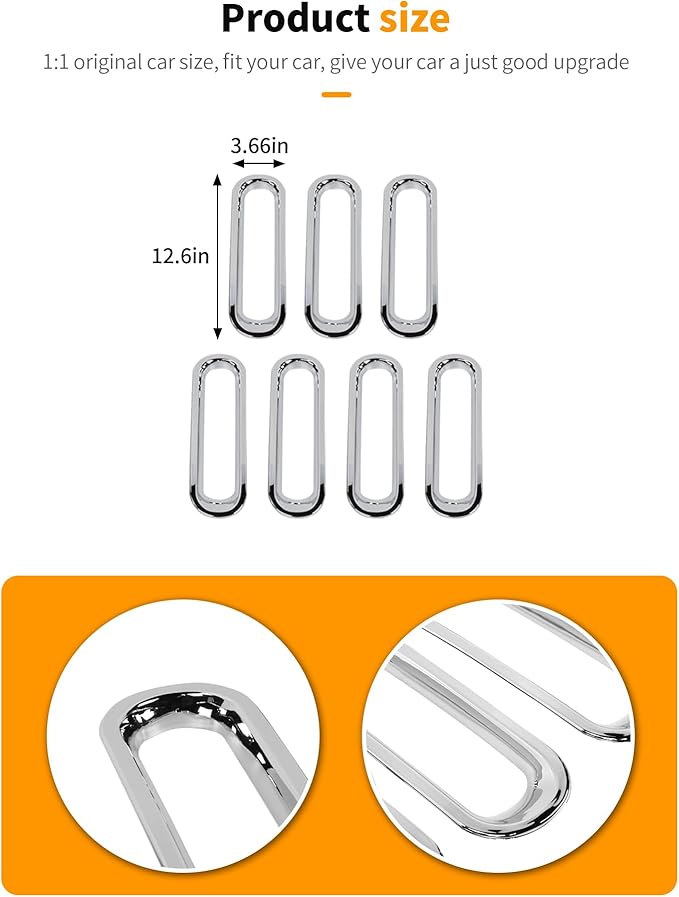 Hoolcar Grill Inserts Front Grille Mesh Cover Guard for Jeep Wrangler JK 2007-2017 Clip-on Grille Exterior Accessories, Chrome