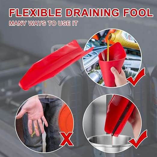 Flexible Oil Drain Tool Funnel, Reusable Oil Filter Funnel Spill Free, Portable Flexible Draining Tool Can be Molded Into Different Shape