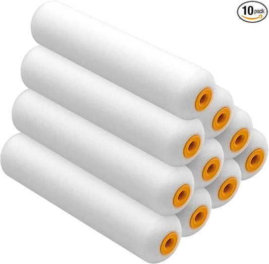 Foam Paint Roller, 10 Pack, 6 Inch High Density Foam Roller, Mini Paint Roller Covers for Smooth Paint Application, No Lint Shedding on Walls, Cabinets, Doors