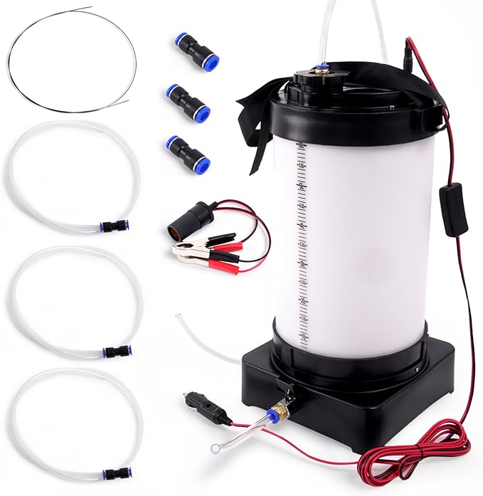 leaptrend Electric Oil Vacuum Extractor (NOT Manual), Oil Changer Fluid Extractor Pump with Cigarette Lighter and Crocodile Clip, 3 Size Oil Extraction Hose, 6L Oil Barrel w/Drain Switch