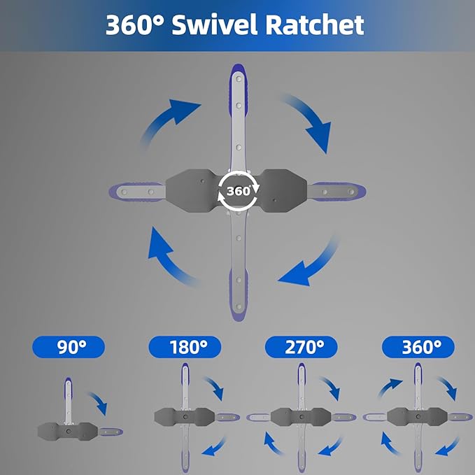 Brake Caliper Compression Tool, Caliper Piston Compressor Tool with Additional 2 pcs Large Steel Plate and 2 Hooks, 360°Adjustable Brake Caliper Tool for Single Twin Quad Piston Calipers (Blue)