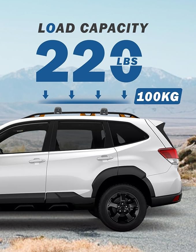 JOYTUTUS Car Roof Rack Cross Bars Compatible with Subaru Forester Wilderness 2022-2026 with Lock, 220LB Aluminum Crossbars for Roof Racks Suitcases Kayaks Canoes Bikes Skis Snowboard