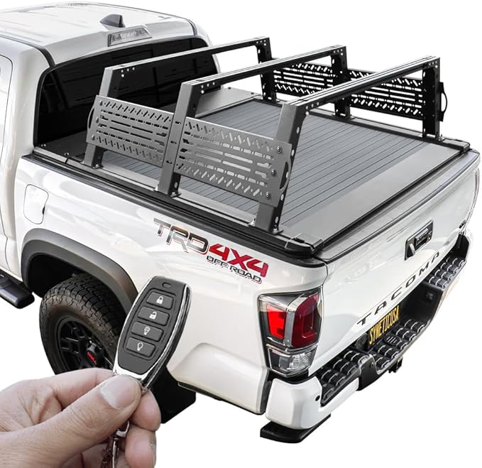 Syneticusa ER Power Retract Hard Tonneau Cover with Rack Fits 2016-2026 Tacoma 5' Bed Off Road Retractable