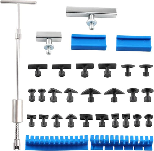 maXpeedingrods Car Dent Puller Kit, Auto Body Dent Repair Kit for Dent Removal, Slide Hammer T-bar Dent Puller with 24 PC Puller Tabs, for Car Refrigerator Metal Surface Dent Remover, 31 PCS