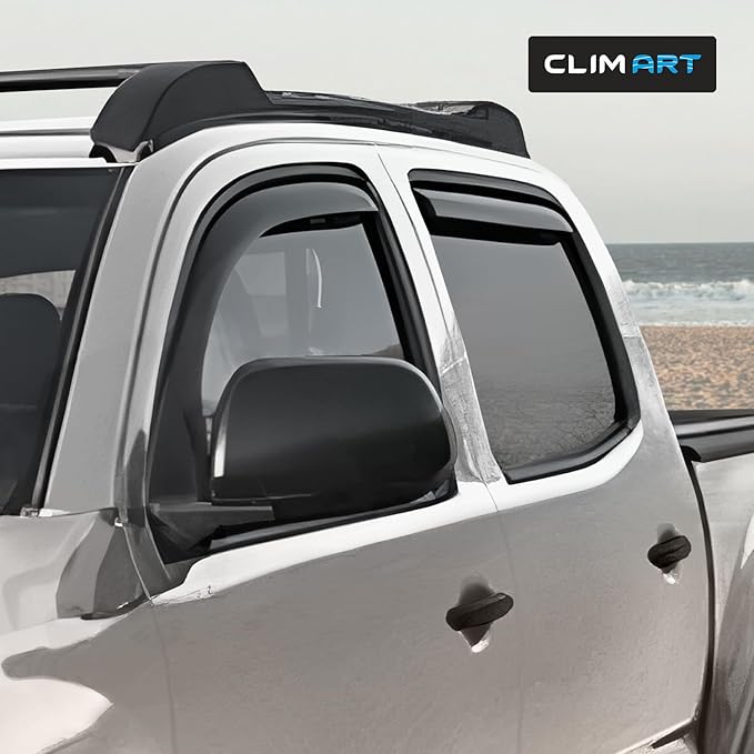 CLIM ART in-Channel Incredibly Durable Rain Guards for Toyota Tacoma 2005-2015 Double Cab, Original Window Deflectors, Vent Deflector, Vent Window Visors, Truck Accessories 4 pcs- 605085LP