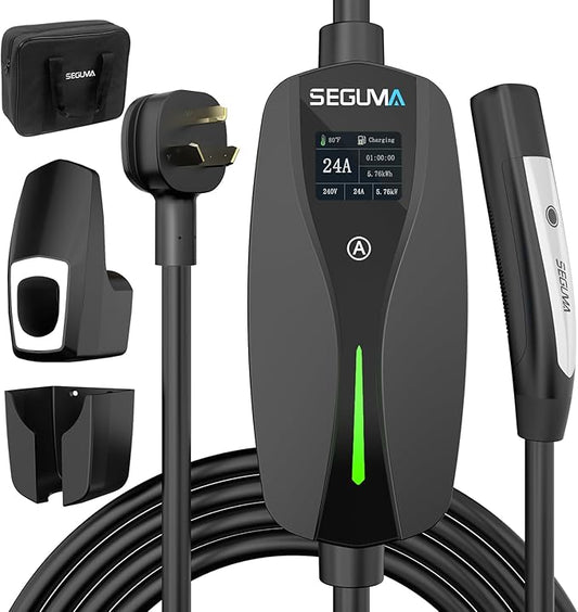 NEMA 10-30 Level 2 Tesla Charger-24A 240V, 25FT Extension Cable, Adjustable Current(10-24A)-Portable Home Mobile EV Charger for Model Y/X/3/S/Cybertruck,NACS Connector for 3-Prong Dryer Outlet