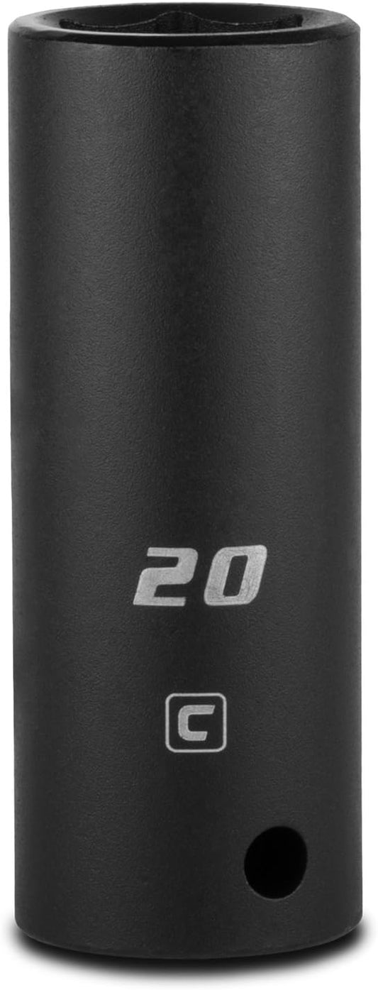 Capri Tools 1/2 in. Drive 20 mm 6-Point Metric Deep Impact Socket, black (5-5220)