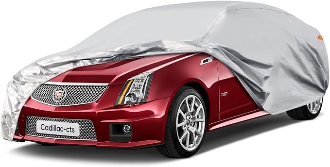 Waterproof Car Cover for Cadillac CTS (2003-2014), 5 Layers Compatible with Cadillac CTS All Weather, Snowproof Windproof Rain Ice Sun UV Protection