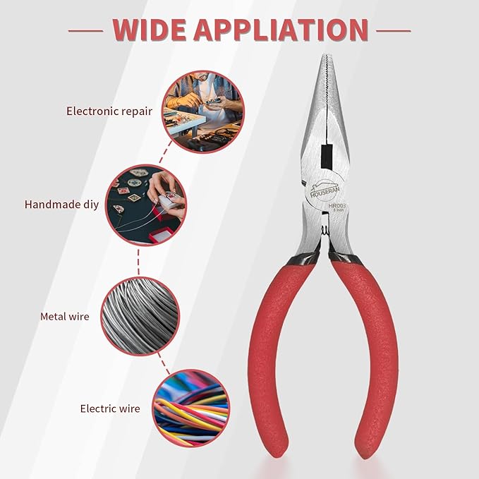 Needle Nose Pliers, 5 Inch, 5 Pack, Long Nose Pliers with Side Cutter, Spring Loaded for Cutting and Bending Wire