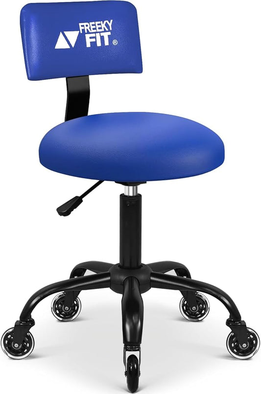 Rolling Shop Stool with Wheels,Mechanic Garage Stool Chair with Adjustable Height 15.55"-18.3",Heavy Duty Swivel Roller Seat for Garage,Salon and Tattoo Beauty, Blue