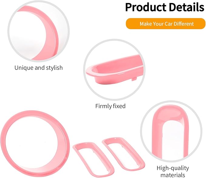 Hoolcar Front Grille Insert Cover & Headlight Bezel Cover Trim Fit for Jeep Wrangler JK JKU 2007-2017, Exterior Accessories, Pink