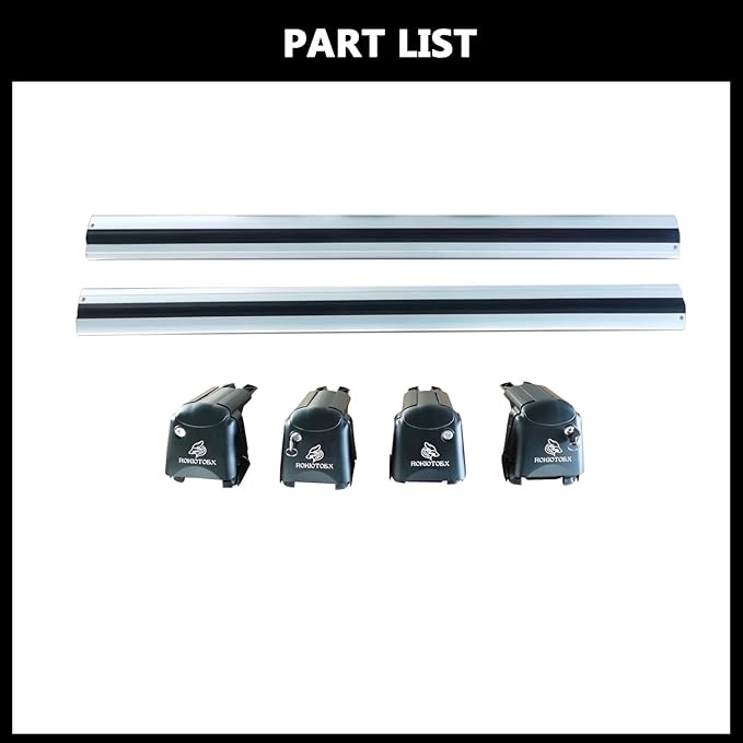 ROKIOTOEX Roof Rack Crossbars - Fit 2016-2021 Lexus LX Flush Side Rail - Panoramic Sunroof - 220LBs Load Bar- Metal Locking Cap - Easy Install & Adjusting - Wind Noise Reduction Strip - Silver Coyote