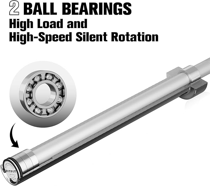 RITFIT 7FT Olympic Barbell for Strength and Weightlifting Training - 2 Inch Olympic Bar for Squat, Deadlift, Bench Press, Curl, Overhead Press - 500lbs/1000lbs/1500lbs Capacity