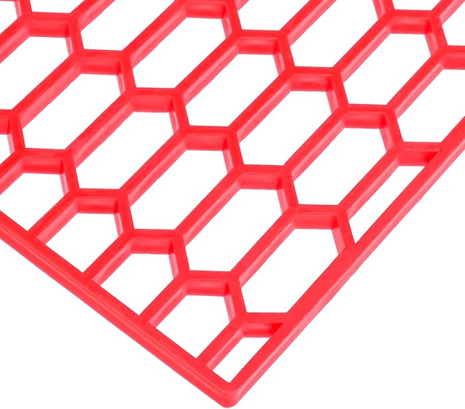 AggAuto 47"x16" ABS Plastic Universal Car Grill Mesh, Automotive Grille Insert Bumper Honeycomb Hole 11x30mm Hex Grids Red