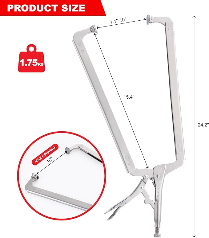 MAXPOWER 24-inch C Clamp Locking Pliers, Large Locking C Clamp with Grip Swivel Pads, MAX Jaw Capacity Up to 10"
