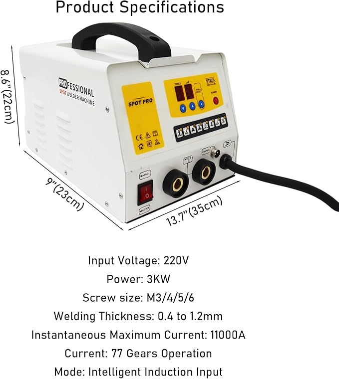 Stud Welder Steel Dent Pulling Machine Car Body Spot Welding Dent Puller Repair Kit Spot Welder with Professional Tool Cart 220V 3KW