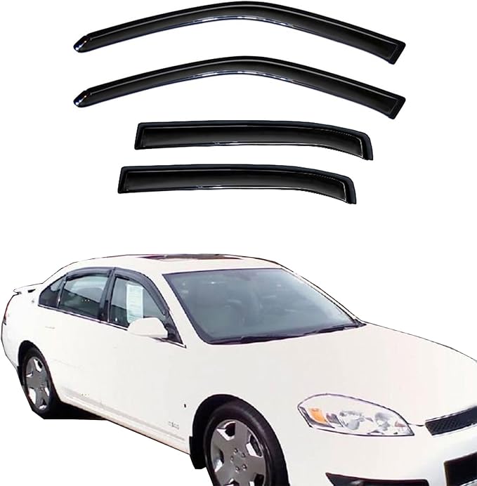 Wind Deflector Compatible with 2006-2013 Chevy Impala 14-16 Impala Limited Smoke Sun/Rain Guards Window Visors 94843