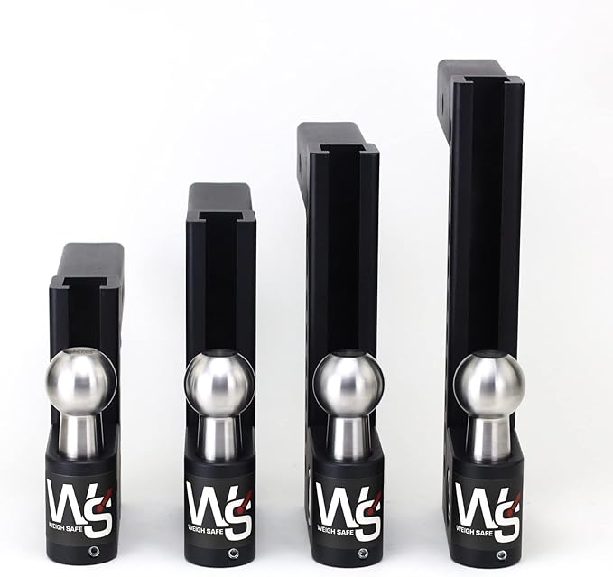 Weigh Safe Aero Hitch - Adjustable Trailer Hitch Ball Mount - 8" Drop Hitch for 2" Receiver - Premium Heavy Duty Steel Trailer Tow Hitch w/Built in Weight Scale for Anti Sway, 12,500 lbs GTW