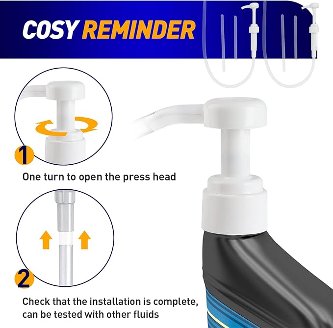 2-Pack 8cc Transfer Fluid Pump for Standard Quart Bottles - Lower Unit Gear Oil Pump and Hand Transfer Pump, Gear Oil Transfer Pump, Transmission and Differential Fluid (28mm), White