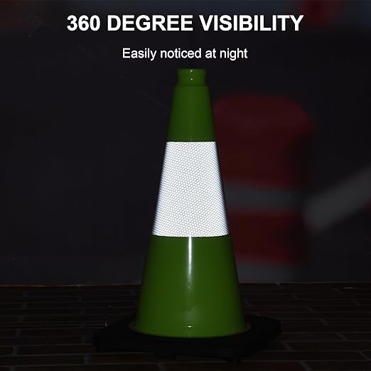 OrangeStar 18" Heavy Duty Traffic Cones 8-Pack Green Safety Cones with Reflective Strip for Construction, Parking Lots, Roadwork, Weatherproof, Stable Base for Traffic Control, Events, Emergency