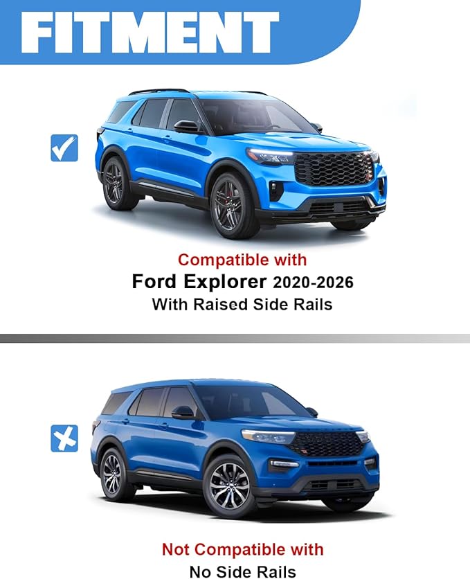 FengYu 300lb Roof Rack Cross Bars Compatible with Ford Explorer 2020 2021 2022 2023 2024 2025 2026, Lockable Heavy Duty Aluminum Roof Rails Crossbars Cargo Bars Canoe Rooftop Black Carrier Luggage