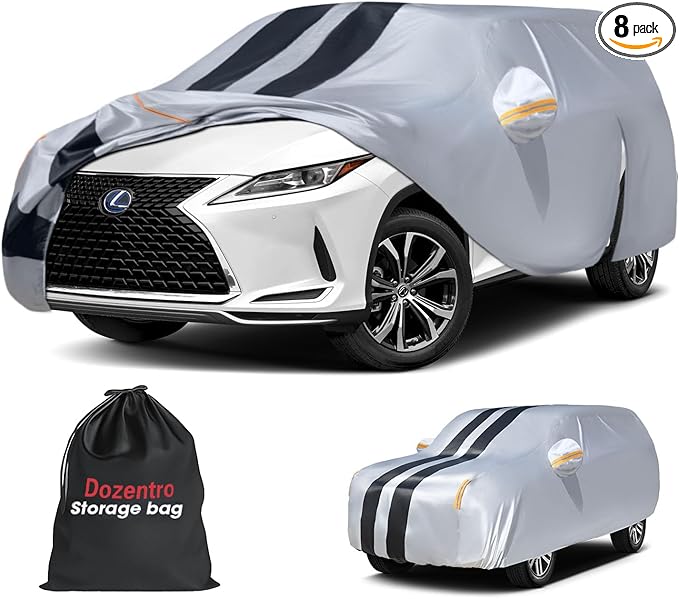 10 Layers Car Cover Custom Fit for Lexus RX/RX330/RX350/RX450H/RX500H 2003-2026 100% Waterproof All Weather Automobiles, Gift with Towel, Heavy Duty Covers for Rain Sun UV Protection with Door Zipper.